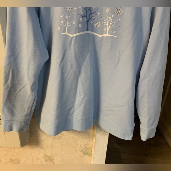 Potpourri Crystal Snowflake Trees Sweatshirt Sweater Long Sleeve Top Large EUC - Picture 3 of 10